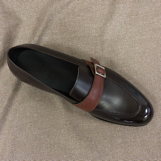BYRON - BROWN LEATHER MONK STRAP LOAFERS