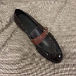 BYRON - BROWN LEATHER MONK STRAP LOAFERS