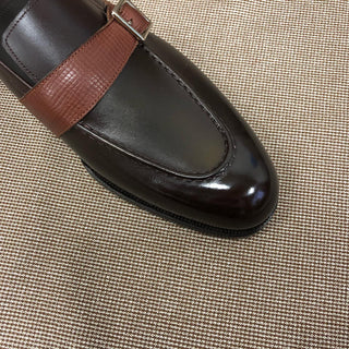 BYRON - BROWN LEATHER MONK STRAP LOAFERS