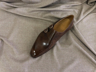 CALLUM - BROWN SQUARE TOE DOUBLE MONK STRAPS