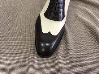BRODY - BLACK AND WHITE WINGTIP OXFORDS LACEUPS