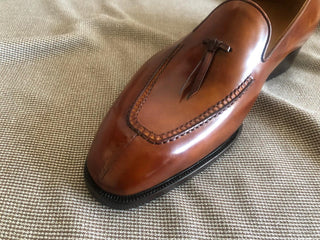 BRETT - TAN LEATHER SPLIT TOE TASSEL LOAFERS