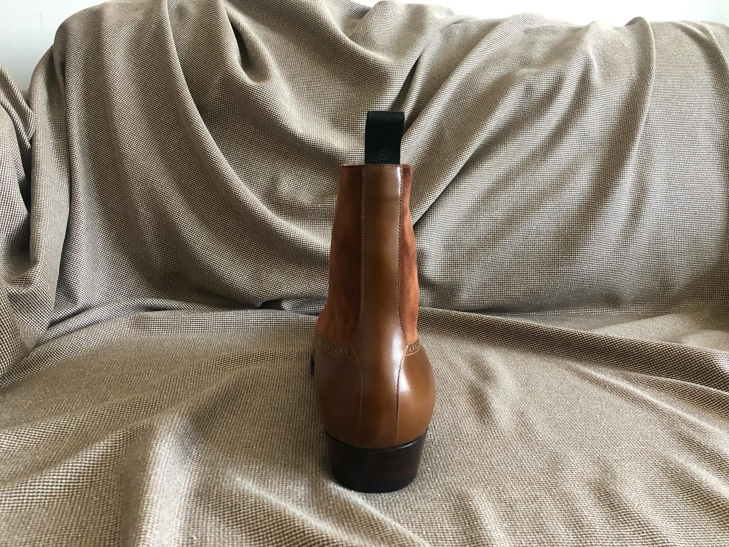 BRANDT - BROWN LEATHER AND SUEDE BALMORAL BOOTS