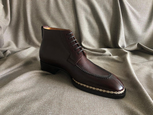 BLAISE - RED BROWN SPLIT TOE DERBY BOOTS