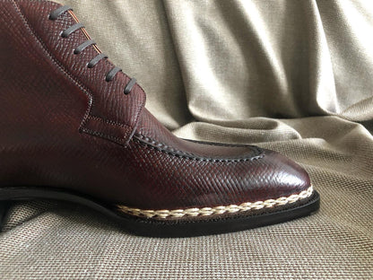BLAISE - RED BROWN SPLIT TOE DERBY BOOTS