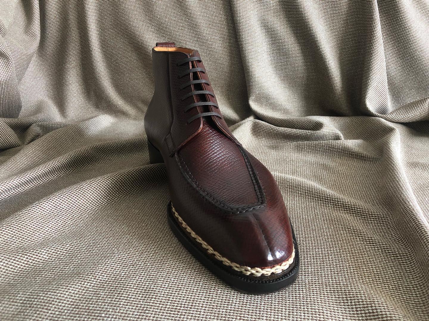 BLAISE - RED BROWN SPLIT TOE DERBY BOOTS