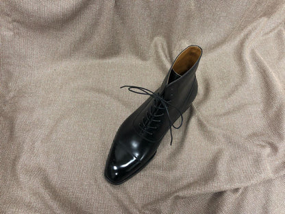 BAXTER - BLACK LEATHER CAP TOE BALMORAL BOOTS