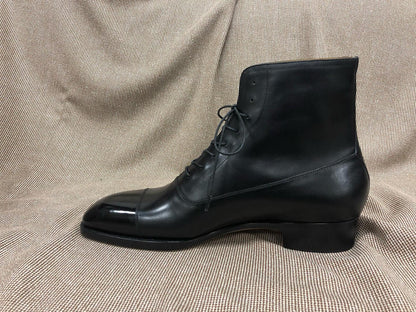 BAXTER - BLACK LEATHER CAP TOE BALMORAL BOOTS