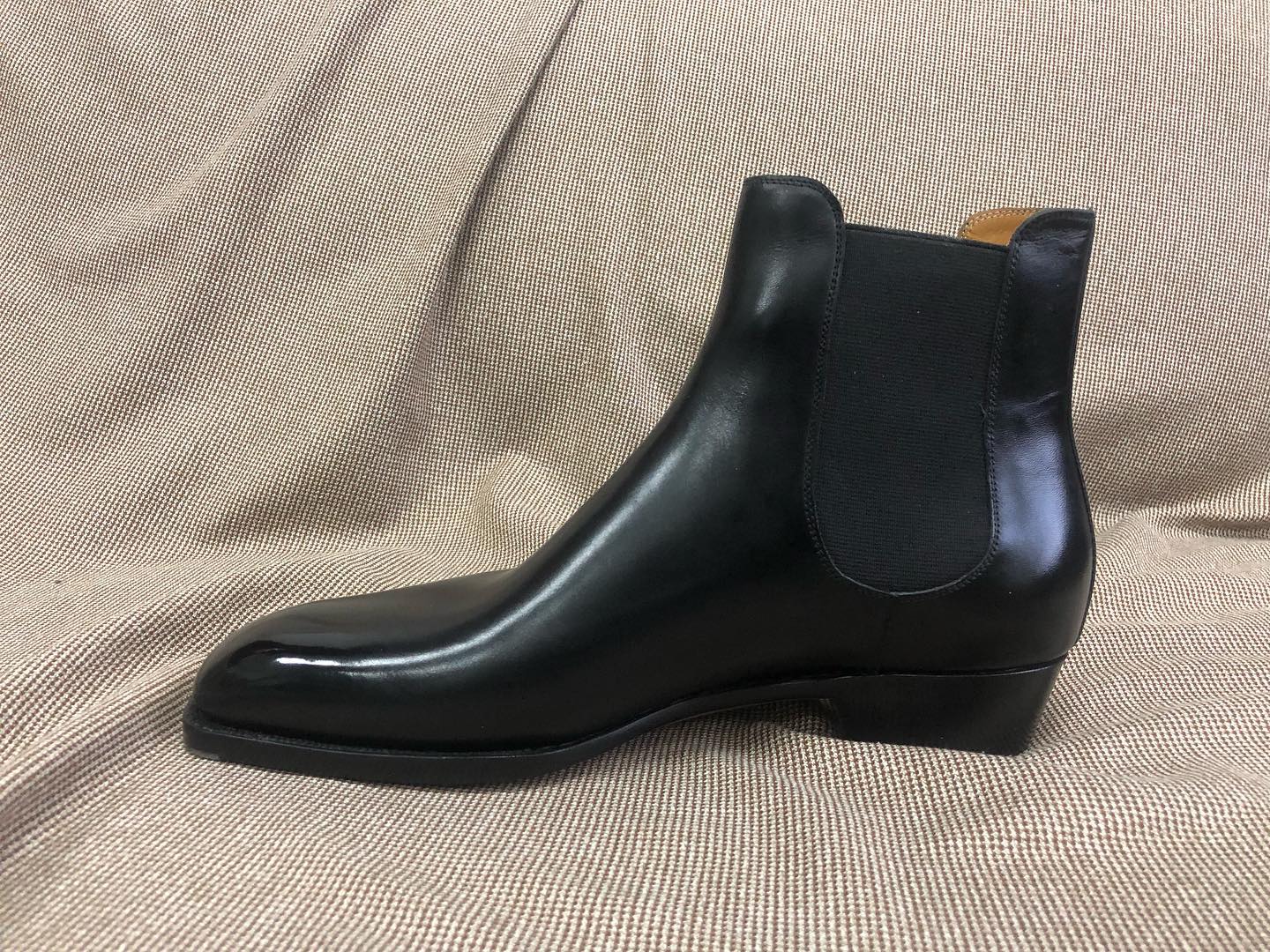 BASIL - BLACK LEATHER LONG CHELSEA BOOTS