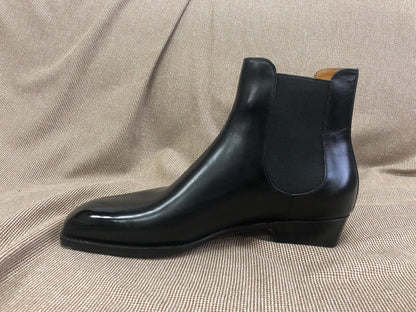 BASIL - BLACK LEATHER LONG CHELSEA BOOTS