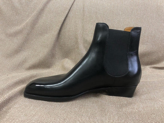 BASIL - BLACK LEATHER LONG CHELSEA BOOTS