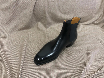 BASIL - BLACK LEATHER LONG CHELSEA BOOTS