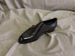 ANSEL - BLACK CAP TOE DOUBLE MONK STRAPS