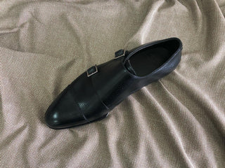 CAESAR - BLACK GRAIN LEATHER CAP TOE DOUBLE MONK