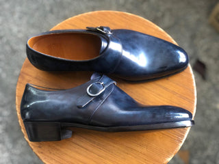 COREN - BLUE LEATHER SINGLE MONK STRAP
