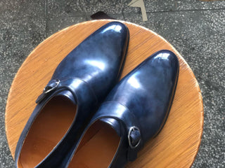 COREN - BLUE LEATHER SINGLE MONK STRAP