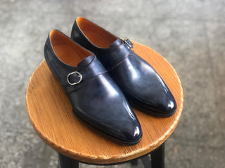 COREN - BLUE LEATHER SINGLE MONK STRAP
