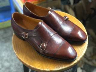 CARTER - DARK BROWN CAP TOE DOUBLE MONKS