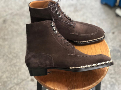 WARREN - BROWN SUEDE LEATHER DERBY BOOTS