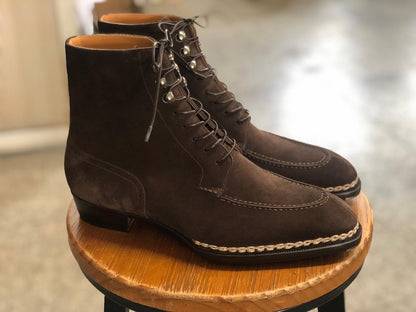 WARREN - BROWN SUEDE LEATHER DERBY BOOTS
