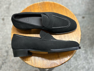 CHASE- BLACK SUEDE PENNY LOAFERS