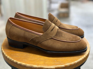 MELVIN - BROWN SUEDE PENNY LOAFERS