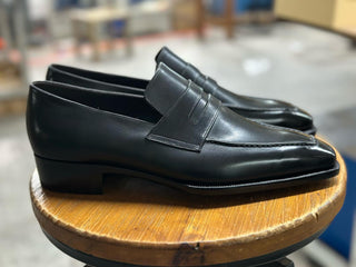 KELLER - BLACK LEATHER PENNY LOAFERS