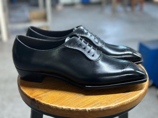 BLACK FIDDLEBACK | LEATHER SQUARE TOE OXFORD