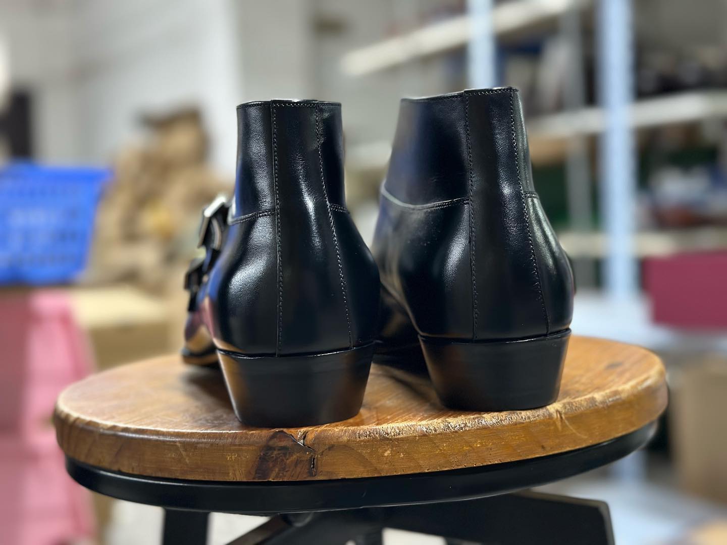 WILLARD - BLACK BOX CALF DOUBLE MONK BOOTS