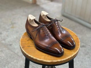 DARK TAN LEATHER CAP TOE LACEUPS
