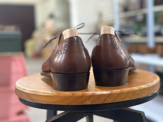 DARK TAN LEATHER CAP TOE LACEUPS