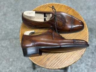 DARK TAN LEATHER CAP TOE LACEUPS