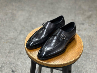 JAMIE - BLACK AND GREY SPLIT TOE SINGLE MONK