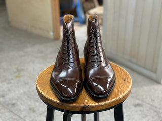 VINCENZO - BROWN CAP TOE LACES BOOTS