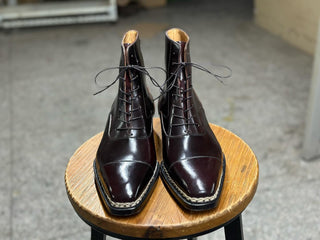 RED BROWN BALMORAL LACES BOOTS