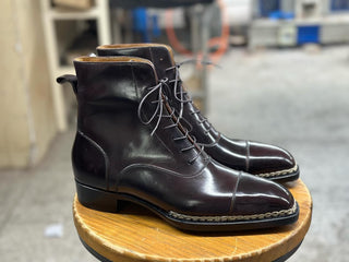 RED BROWN BALMORAL LACES BOOTS
