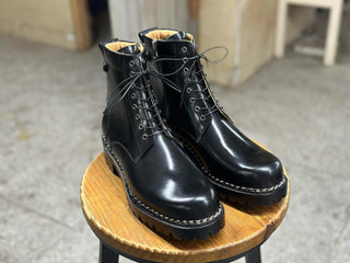 BRIXTON - BLACK LEATHER CHUNKY BOOTS