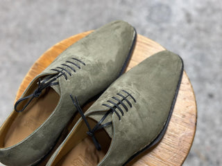 OLIVE SUEDE LEATHER WHOLECUT LACEUPS