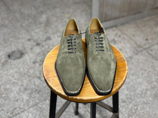 OLIVE SUEDE LEATHER WHOLECUT LACEUPS