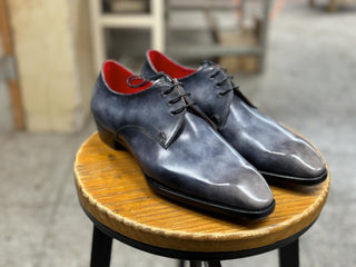 SURF BLUE FIDDLEBACK | LEATHER DERBY LACEUPS
