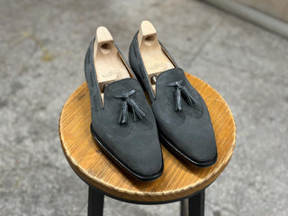 BRIGGS FIDDLEBACK | GREY SUEDE TASSEL LOAFERS