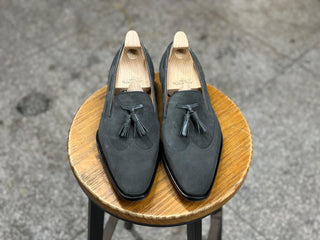 BRIGGS FIDDLEBACK | GREY SUEDE TASSEL LOAFERS