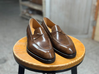 ROSCOE - BROWN TWISTED PENNY LOAFERS