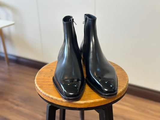 PHINEAS - BLACK CALF ZIPPER BOOTS
