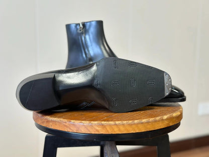 PHINEAS - BLACK CALF ZIPPER BOOTS