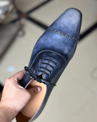 PERRY - BLUE PATINA CAP-TOE OXFORDS LACEUPS