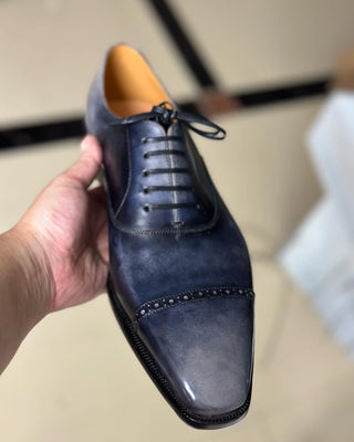 PERRY - BLUE PATINA CAP-TOE OXFORDS LACEUPS