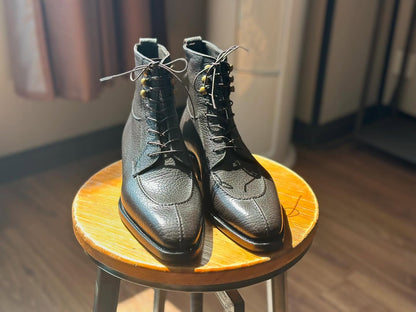 PASCAL - BLACK SPLIT TOE DERBY BOOTS