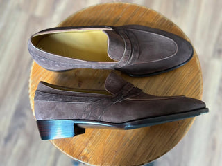 MYRON FIDDLEBACK | BROWN SUEDE PENNY LOAFERS