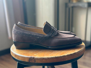 MYRON FIDDLEBACK | BROWN SUEDE PENNY LOAFERS